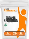 BulkSupplements.com Organic Spirulina Powder - Superfood, Green Spirulina Powder, Herbal Supplement - Vegan-Friendly, 3g per servering, 250g (8,8 oz) (Pack av 1)