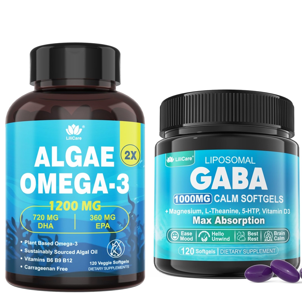 GABA Supplement +Vegan Omega-3 Algerolja
