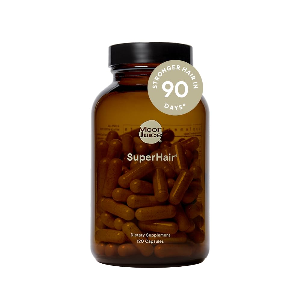 Månjuice SuperHair Hair Growth Vitamins för kvinnor och män med Biotin & Saw Palmetto - Klinisk styrka Multivitamin Hair Supplement för friskare, starkare, tjockare hår, 120 kapslar - 30 portioner