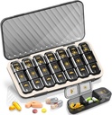 Weekly Pill Organizer 3 gånger om dagen, GloDeals Large Travel Pill Box 7 Day, Am Pm Three Daily Pill Case med flyttbar medicin Container, Pill Holder för vitamin, tillägg, fiskolja, svart