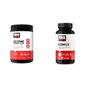 Force Factor Kreatinpulver 60 portioner och vitamin B Komplex 60 kapslar Bundle för muskelvinst, styrka, energi och snabbare återhämtning