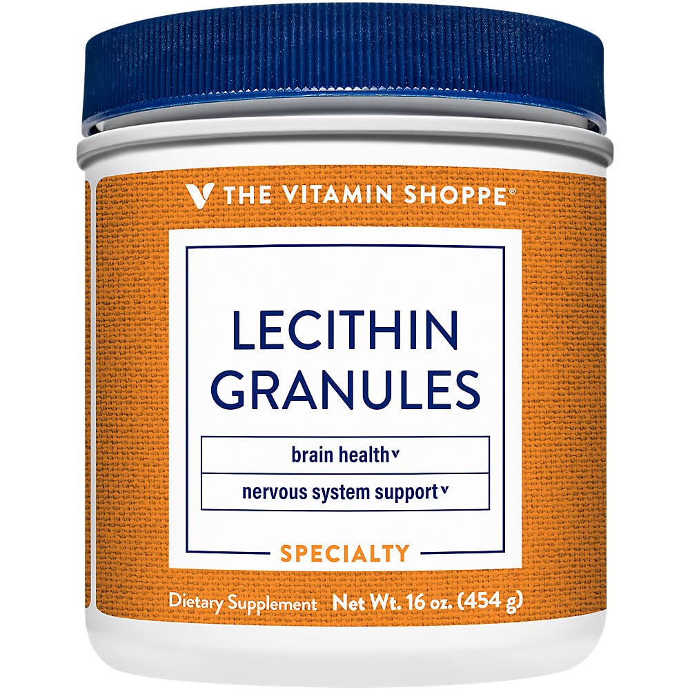Vitamin Shoppe Lecithin Granules - Naturlig kombination av viktiga fettsyror för att stödja hjärna och nervfunktion, 100% sojabaserad, en gång dagligen (16 ounces pulver)