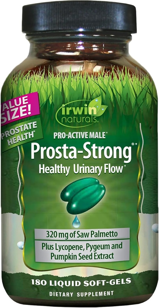 Irwin Naturals Prosta-Strong - 180 Softgels - Prostate Health Support med Saw Palmetto, Lycopene & Pumpkin Seed - Stöder urinflödet