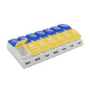EZY DOSE Weekly (7-Day) AM/PM Pill Organizer, Daily Vitamin Container och Medicine Box, Large Pop-Out Compartments, Designad för resor, 2 gånger om dagen, blå och gula lock