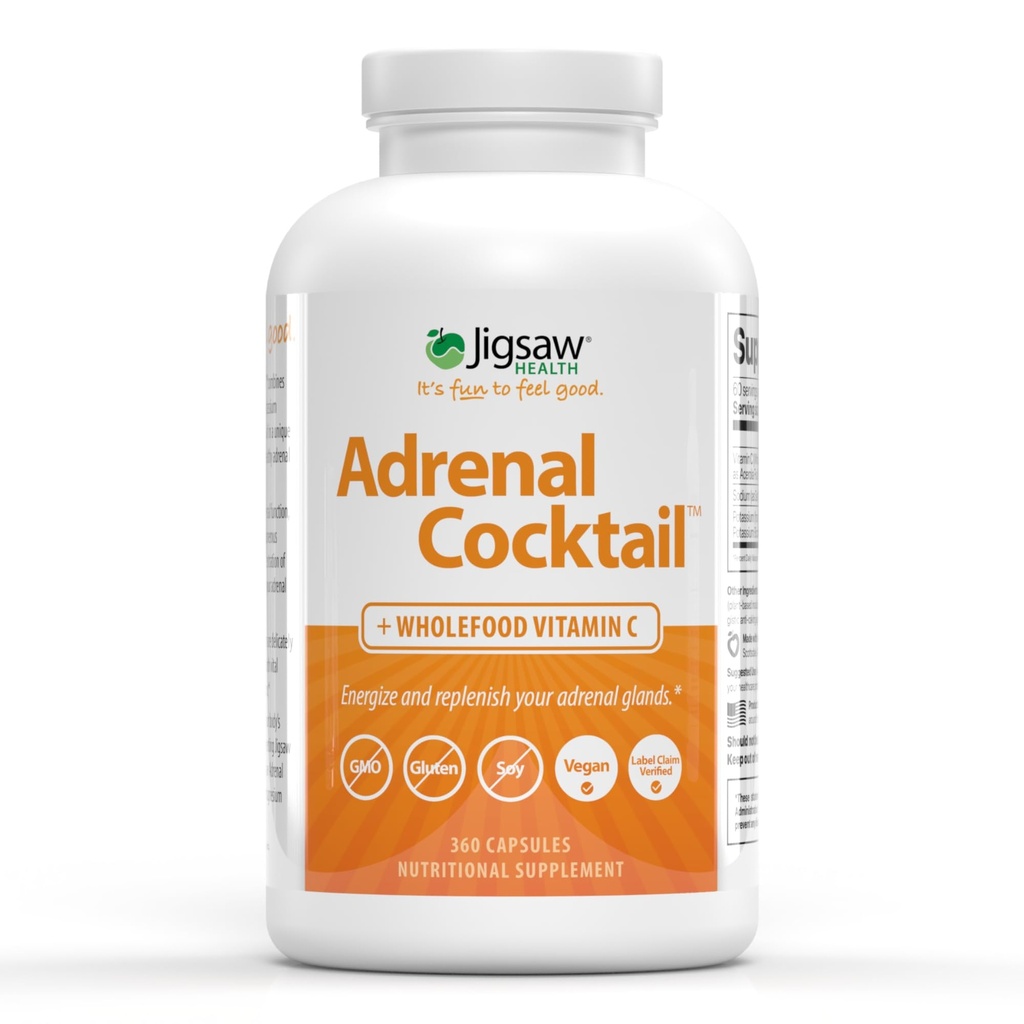 Jigsaw Health Adrenal Cocktail + Wholefood Vitamin C | med kaliumbikarbonat, Sea Salt och Acerola Cherry Extract | 360 kapslar | 60 portioner