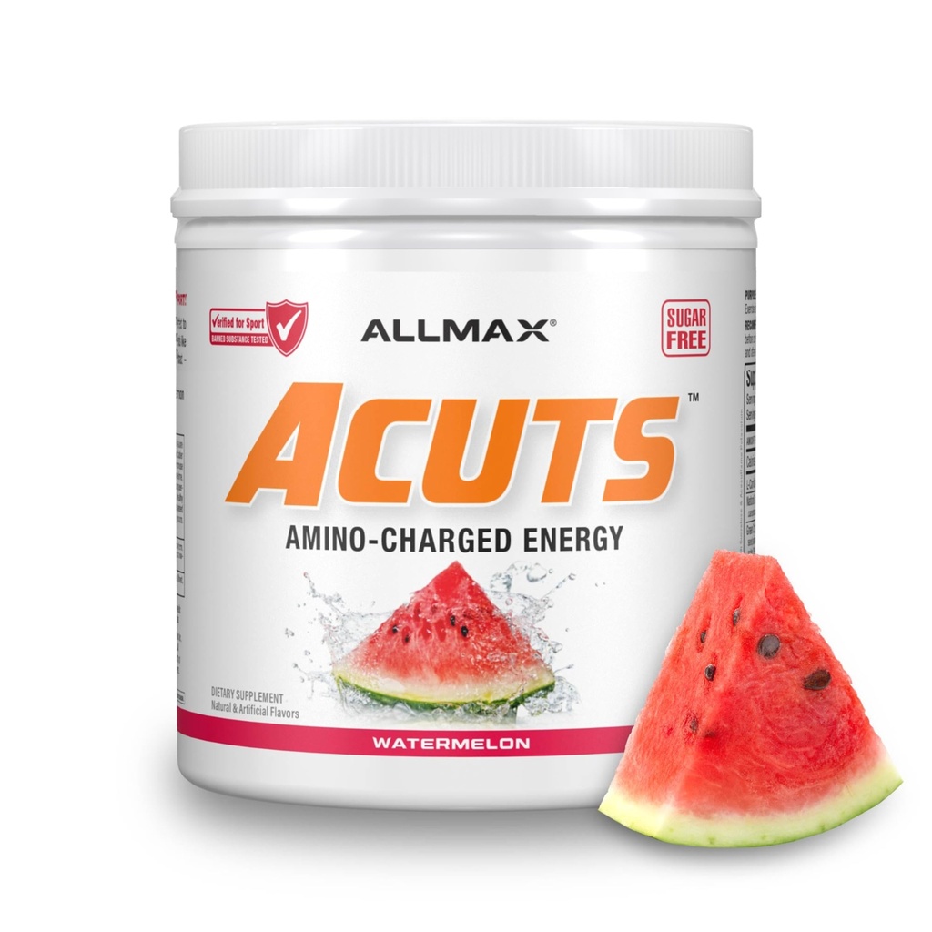 ALLMAX Nutrition AMINOCUTS (ACUTS), Amino-Charged Energy Drink med Taurin, L-Carnitine, Green Coffee Bean Extract, Watermelon, 30 portioner