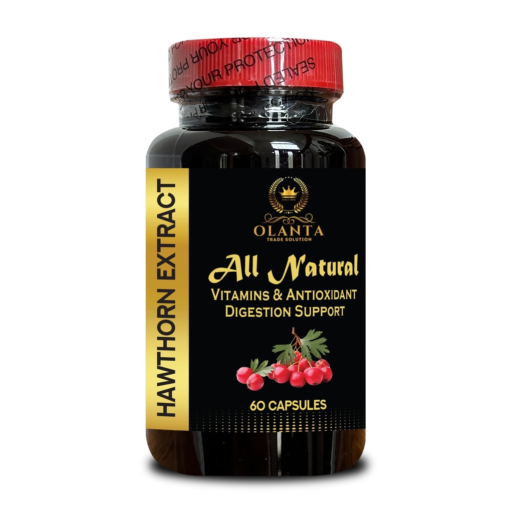 Natural Hawthorn Berry Extract – Herbal Vitality Supplement with Antioxidant Benefits – Plant-Based Daily Formula – Vegan, Non-GMO, Gluten-Free – 1 Bottle 60 Capsules