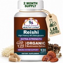 CANCER SCIENCES Reishi Wellness Mushroom Supplement Capsules, USDA Certified Organic Mushrooms Extract, Extra Strength 1,500 mg, High Potency 40% Beta-Glucans, Immune Support, Anti-aging, 120 kapslar
