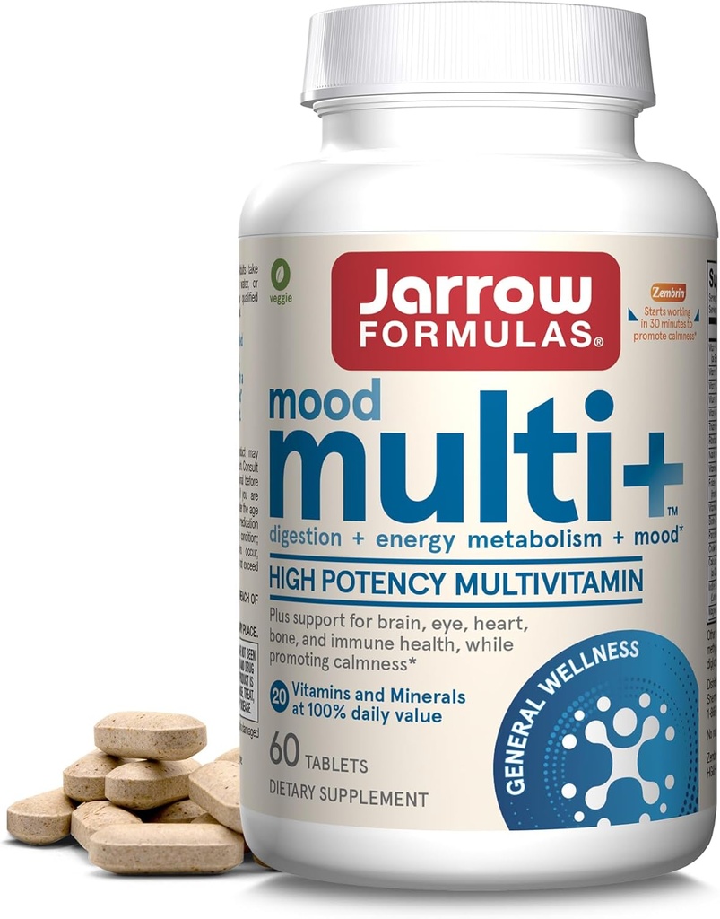 Jarrow Formulas Multi + Mood Multivitaminer för yrkesmässig stressmotstånd, 60 tabletter, 30 dagars leverans