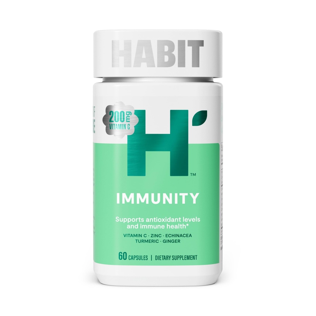 Habit Immunity Supplement (60 Capsules) - New Look, Echinacea, Elderberry, Turmeric, Zinc Blend to Support Immune Health and Antioxidant Levels, Vegan, Non-GMO (1 Pack)