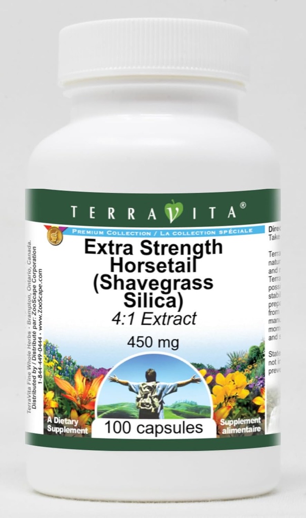 Extra Strength Horsetail (Shavegrass Silica) 4:1 Extract - 450 mg (100 kapslar, ZIN: 514199) - 3 Pack