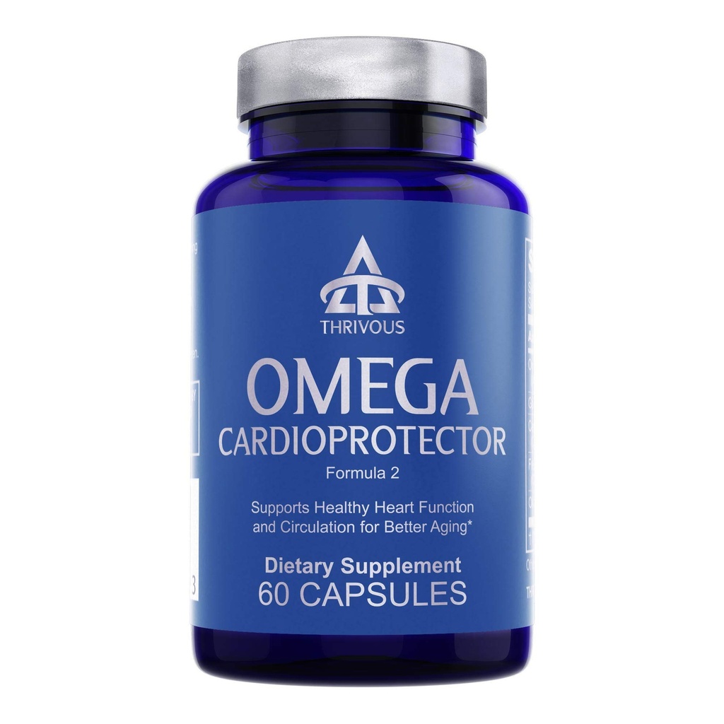 Thrivous Omega Cardioprotector – Advanced Heart & Circulation Support Supplement med AvailOm Omega-3, Garlic, Gotu Kola, Oligopin Pine Bark – 60 Vegan Capsules