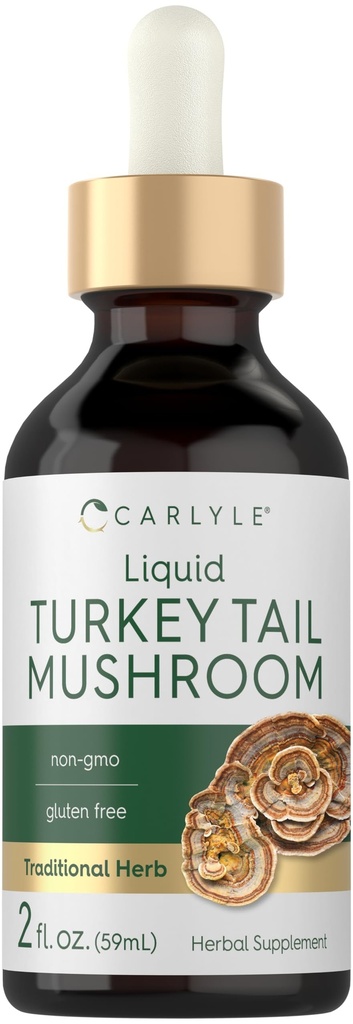 Carlyle Turkey Tail Mushroom Extract Liquid Tincture | 2 FL Oz | Vegetariska droppar | Icke-GMO, Gluten fri tillägg