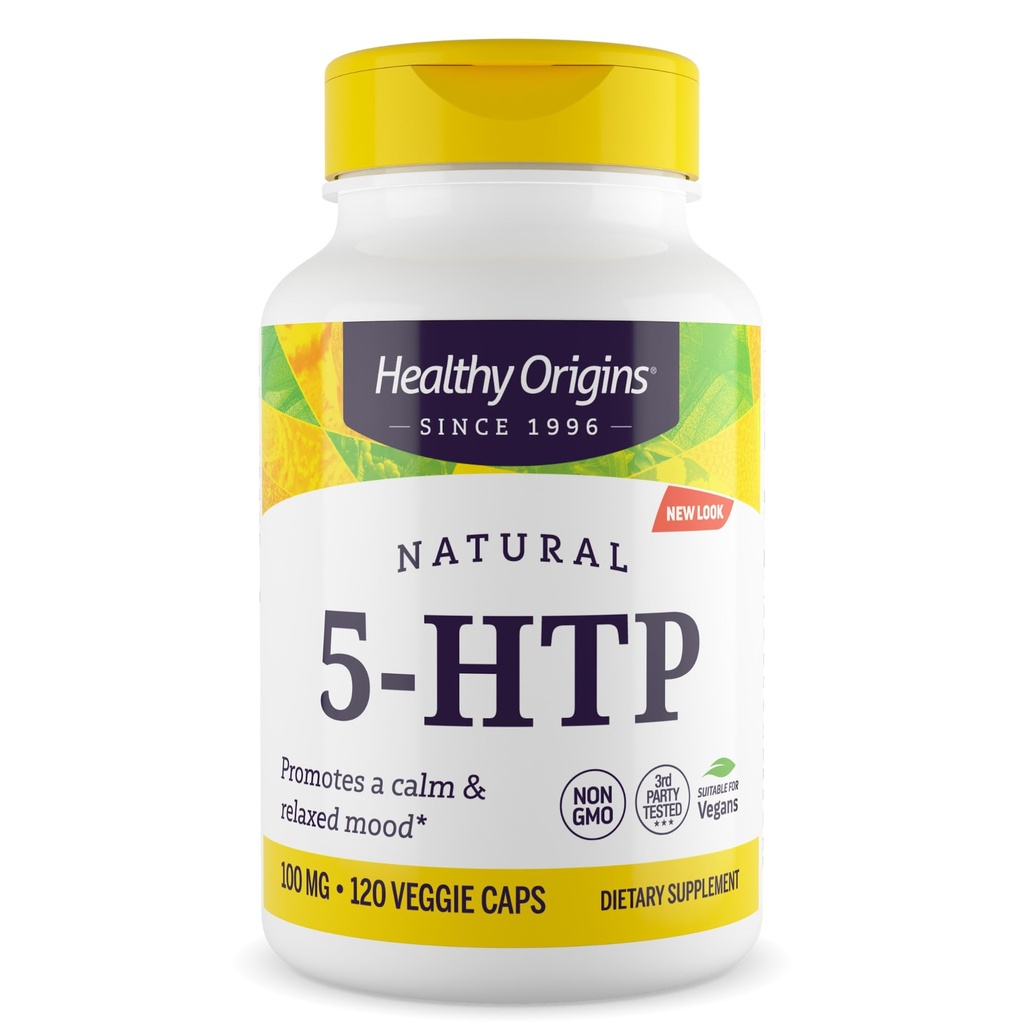Friska ursprung - 5-HTP 100mg, 120 Veggie Capsules, (5-Hydroxytryptophan), Non-GMO, Gluten-Free, Vegan