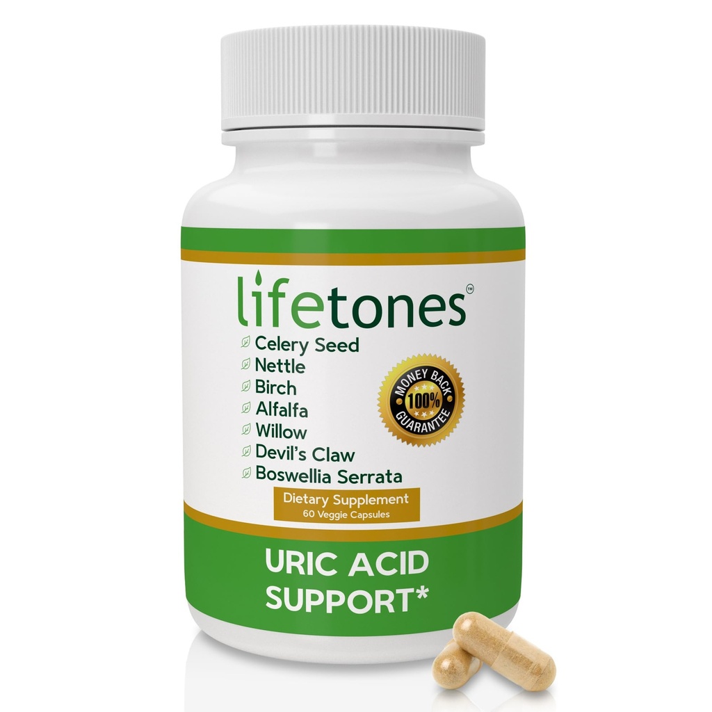 Lifetones Uric Acid Support - Herbal Joint Cleanse för män och kvinnor - Natural Remedy, Flexibilitet Boost - Non-GMO, Glutenfri - 60 Vegan Vitaminer