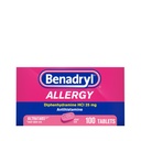 Benadryl Ultratabs Allergy Medicine, 25 mg Diphenhydramine HCl Antihistamin tabletter för kall och allergi lindring av symtom som Sneezing, Runny Nose, Itchy Eyes & Throat, Hay Fever, 100 greve tabletter