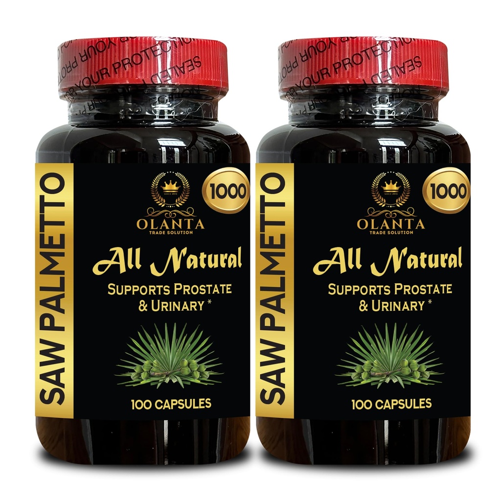 Saw Palmetto Extract 1000mg - Pure Extract for Prostate Support, Support Healthy Urinary Flow & Support Balance Flow Daily - 2 Bottles 200 Capsules