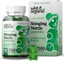 Wild & Organic Stinging Nettle Root Gummies 7500mg - Urinary Tract Support Supplement för män och kvinnor med Stinging Nettle Root Extract - 60 Vegan, icke-GMO Gummies