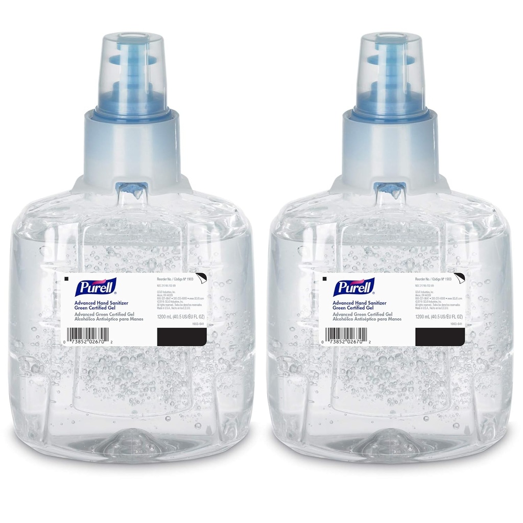 Purell Advanced Green Certified Hand Sanitizer Gel, 1200 mL Sanitizer Refill för Purell LTX Touch-Free Dispenser (Pack of 2) - 1903-02
