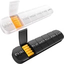 Weekly Pill Organizer 2 gånger om dagen, Travel Pill Box 7 Day Extra stora delar Vitamin Holder, Daily Pill Container 7day XL Medicine Dispenser för fiskoljefall (2PCS Black-White)