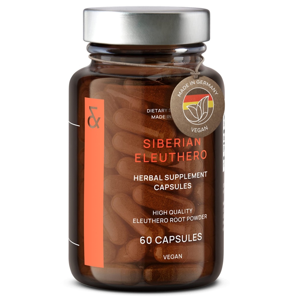 CLAV® Siberian Ginseng - 900mg Eleuthero Root Powder - Energiförsörjning - Minskning av trötthet och trötthet - 60 Ginseng kapslar - Tillverkad i Tyskland