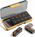AM PM Pill Organizer 2 Times A Day, 7 Day Pill Box Weekly Pill Organizer Travel med separat behållare, Portable Daily Medicine Planner Dispenser Case för vitamin, fiskoljor, kosttillskott (BlackGold)