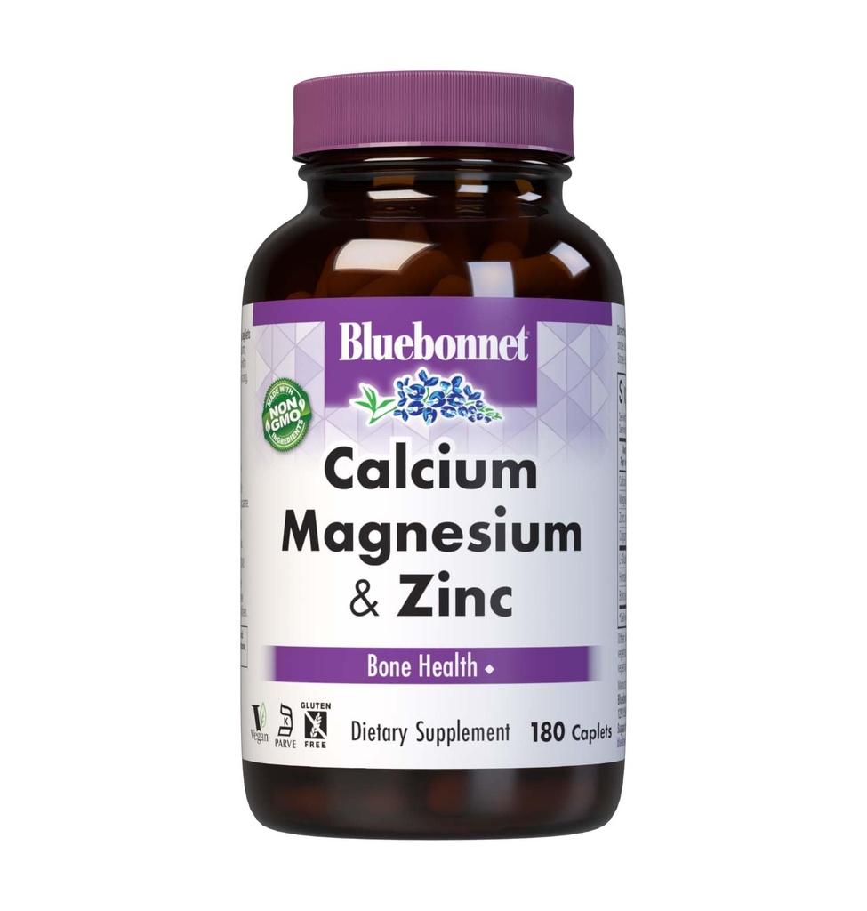 BlueBonnet Calcium Magnesium Zink Caplets, 180 greve