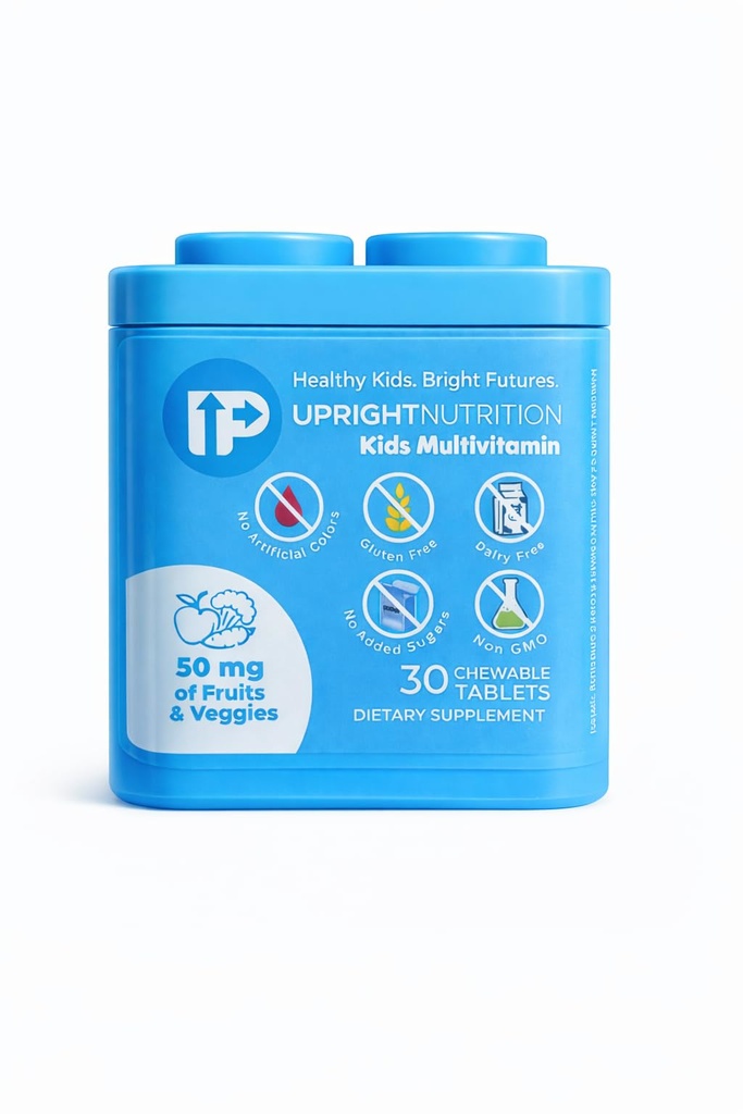 Barnens multivitamin | Tuggbar, sockerfri | 17 + Essentiella näringsämnen | No Junk | Inkluderar A, C, D3, E, K, B1, B2, B5, B7, B12, Calcium, Zink & Magnesium | Barngodkänd smak