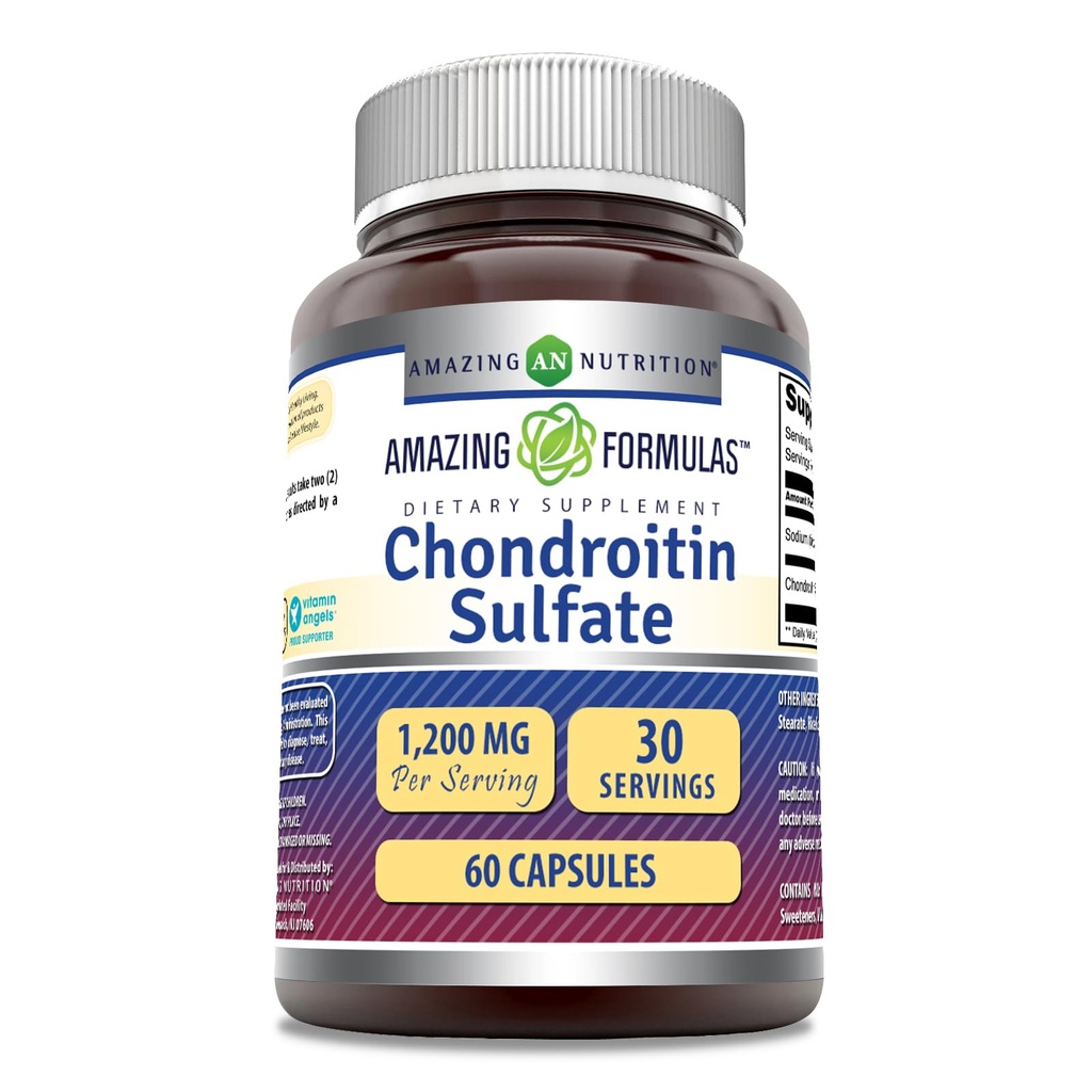 Fantastiska Formel Chondroitin Sulfate 1200 mg Per Servering Supplement | Capsules | Icke-GMO | Gluten Free | Made in USA (1 Pack, 60 Count)
