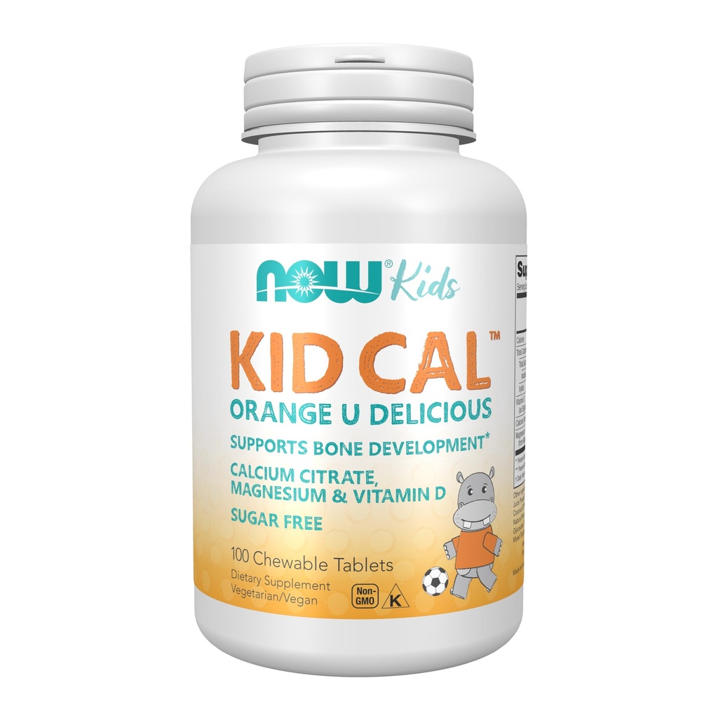 NOW Foods Supplements, Kid Cal med Calcium Citrate, Magnesium och vitamin D, Tart Orange, 100 Chewables, förpackning kan variera