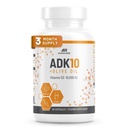 ADK 10 Vitamin Supplement + Olive Oil for Better Absorption - med vitamin A + D3 (10.000 iu) + K2 (MK7 + MK4) - 90 kapslar - Vegetarian - Non-GMO