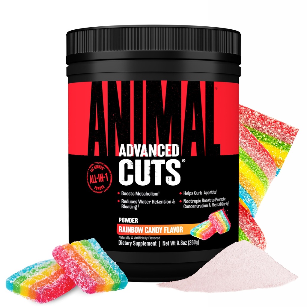 Animal Cuts Thermogenic Fat Burner Powder - Weight Loss for Women and Men for Metabolism, Energy, Focus, and Nootropic Brain Support with Ketones Appetite Suppressant - NEW Rainbow Candy Flavor