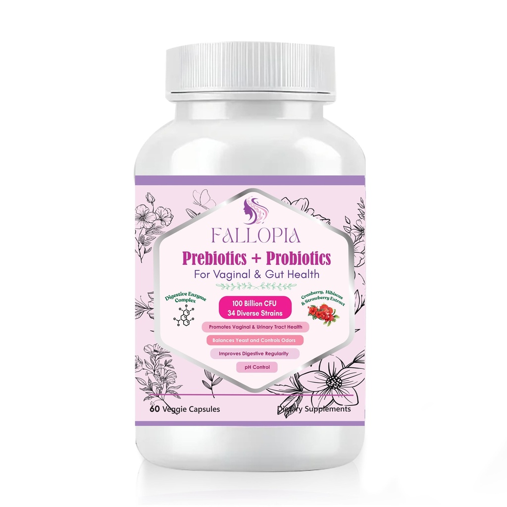 Probiotika för kvinnor med prebiotika Cranberry D-Mannose Digestive Enzymes & Hibiscus 34 Stammar 100 miljarder CFU Feminine Care Supplement för vaginal Gut Urinary Health och pH Balance Support