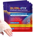 BurnFix® - 4 Pack-Burn Gel Dressing 4 x 4 "Burn Care Cream First Aid Behandling. Omedelbar smärtlindring Hydrogel Burn Dressing för 1st, 2nd Degree Burns, Razor & Sunburns for Home, Work, Fire, EMS