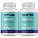 BESTVITE Melatonin 6mg (240 vegetariska kapslar) (120 x 2) - No Stearates - Vegan - Non GMO - Gluten Free
