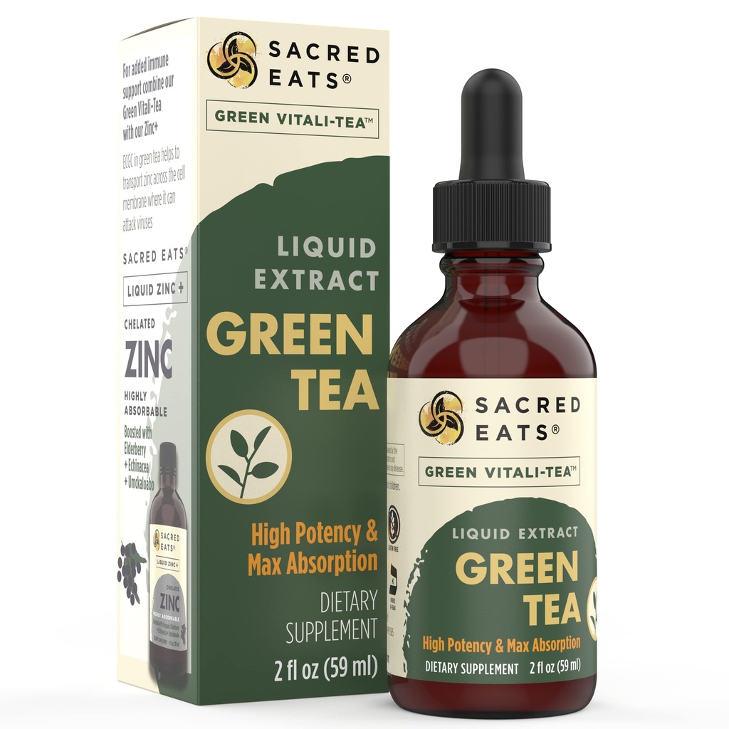 Green Tea Liquid Extract Drops - Immune Support (Antioxidanter och polyfenoler) Supplement. Främjar Gentle Energy. Organiska ingredienser, icke-GMO, alkohol och glutenfri (icke-smakad)