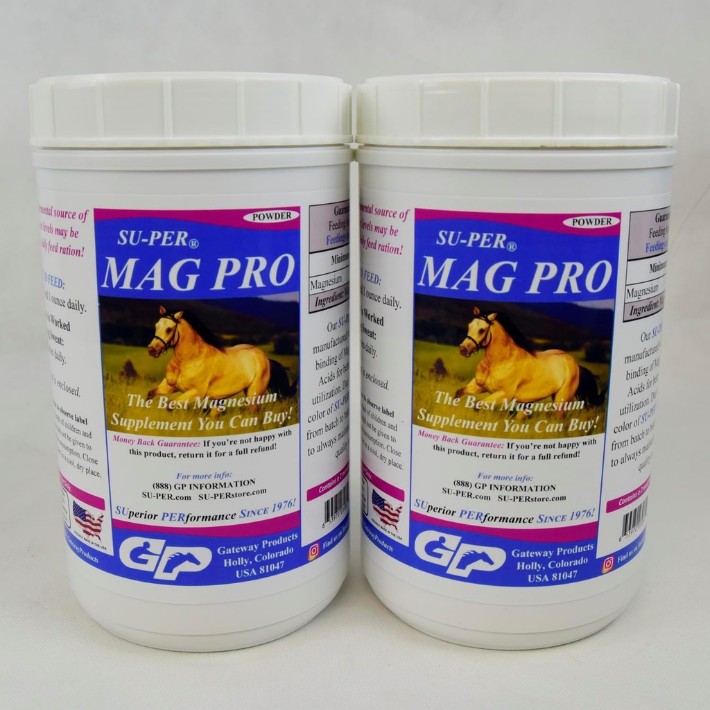 SU-PER Mag Pro Horse Calming Supplement - Stöd Normal Behavior & Calming Effect - Magnesium Supplement för hästar - 4 pund, (2 Pack)