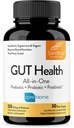 Sandhu's Gut Health - Prebiotic, Probiotic, Postbiotic & L-Glutamine | Digestive Health, Colon, Probiotic Total Supplements | 120 Försenade Release Capsules
