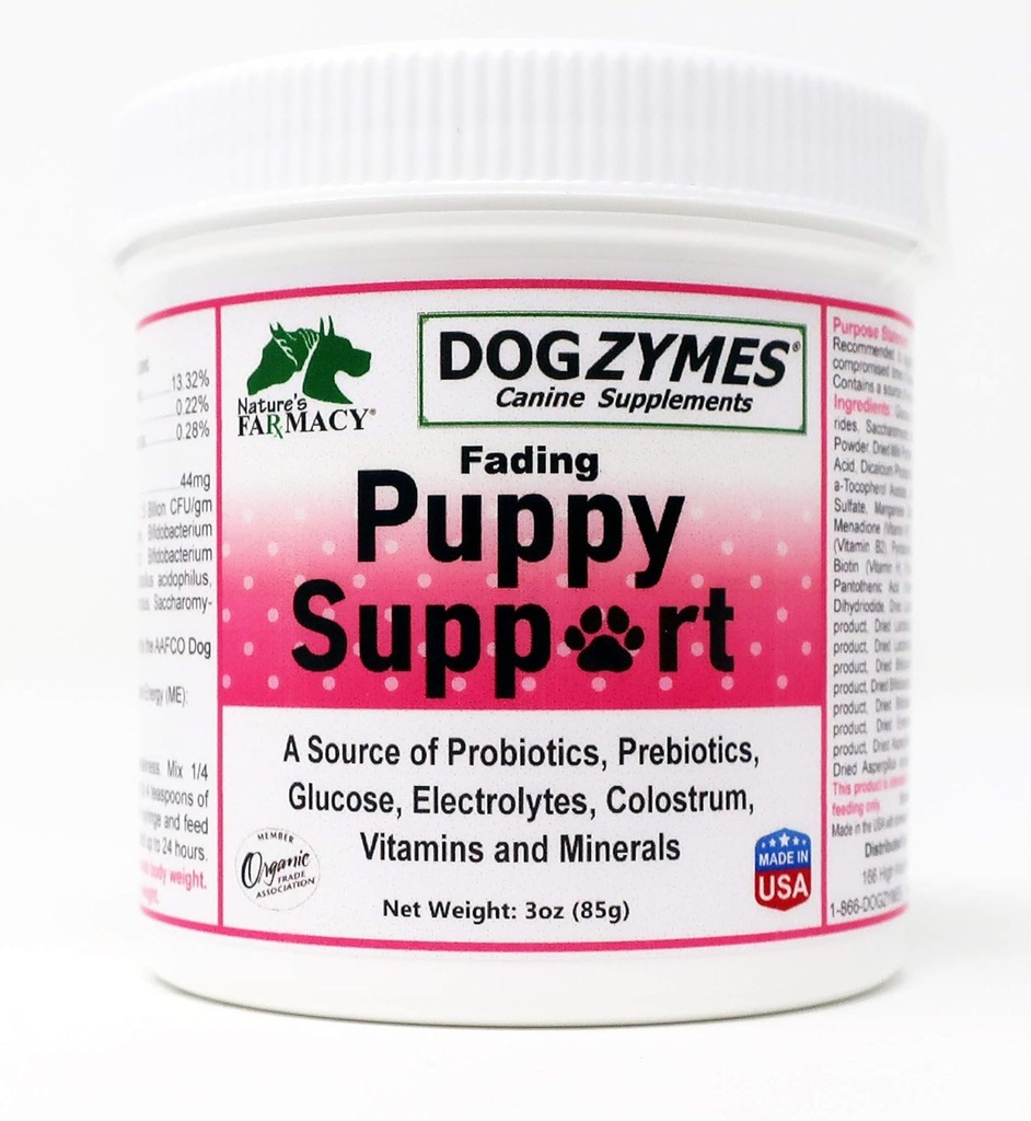 Dogzymer Fading Puppy Support Probiotics Prebiotics Enzymes Glucose Electrolytes Vitamins Minerals Mix 1 till 16 med vatten (3 Ounce)