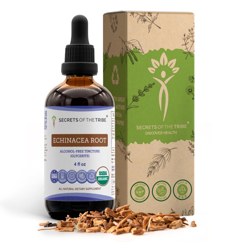 Echinacea Root USDA Organic Tincture | Alcohol-Free Extract, High-Potency Herbal Drops, Immune System Health | Tillverkad av 100% Certified Organic Echinacea Root (Echinacea Purpurea) 4 uns