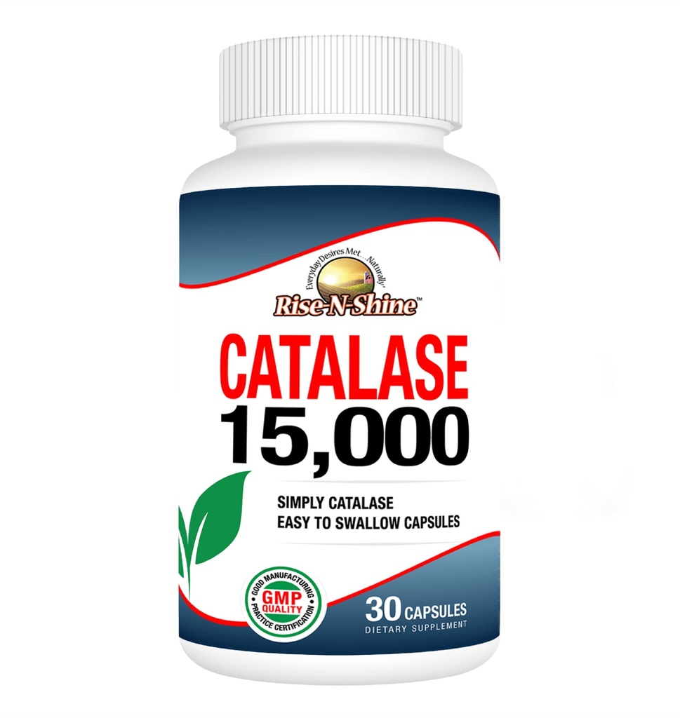 Rise-N-Shine Catalase Supplement 15 000 - Kraftfullt antioxidantenzym för hårhälsa - Hårtillskott för starkt hårstöd - 30 dagars leverans