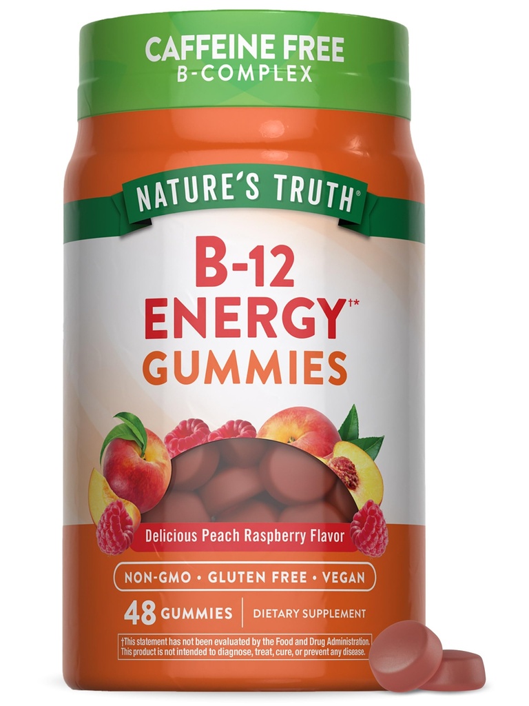 Naturens Sanning Vitamin B-komplex Gummies | 48 greve | med B-Vitaminer, L-Carnitine & Ashwagandha | Vegan, Non-GMO & Gluten Free Supplement