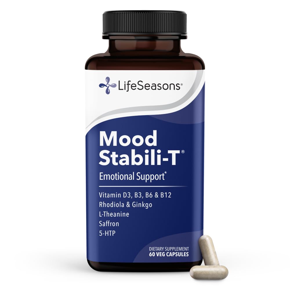 LifeSeasons - Mood Stabili-T - Positive Mood Booster - Förbättrad lugn och lycka - Avslappnad och balanserad sinne - Innehåller Rhodiola, Ginkgo Biloba och vitamin D3 - (60 kapslar)