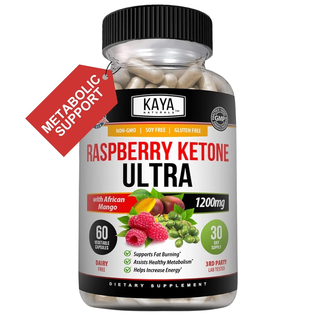 Kaya Naturals Keto Diet Raspberry Ketone - Viktminskning Supplement, Appetite Control, Boost Metabolism - 60 greve