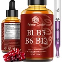 Prime Code Liquid Vitamin B1 Drops med vitamin B3 B6 & B12 | B Komplex Liquid Supplement | Thiamin Supplement för vuxna | Hög Absorption | Immun Support | Non-GMO | Gluten-Free