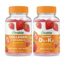 Livlig Collagen & Vitamin C + Vitamin D3 + Vitamin K2, Gummies Bundle - Stor smak, Vitamin Supplement, Gluten Free, GMO Free, Chewable Gummy