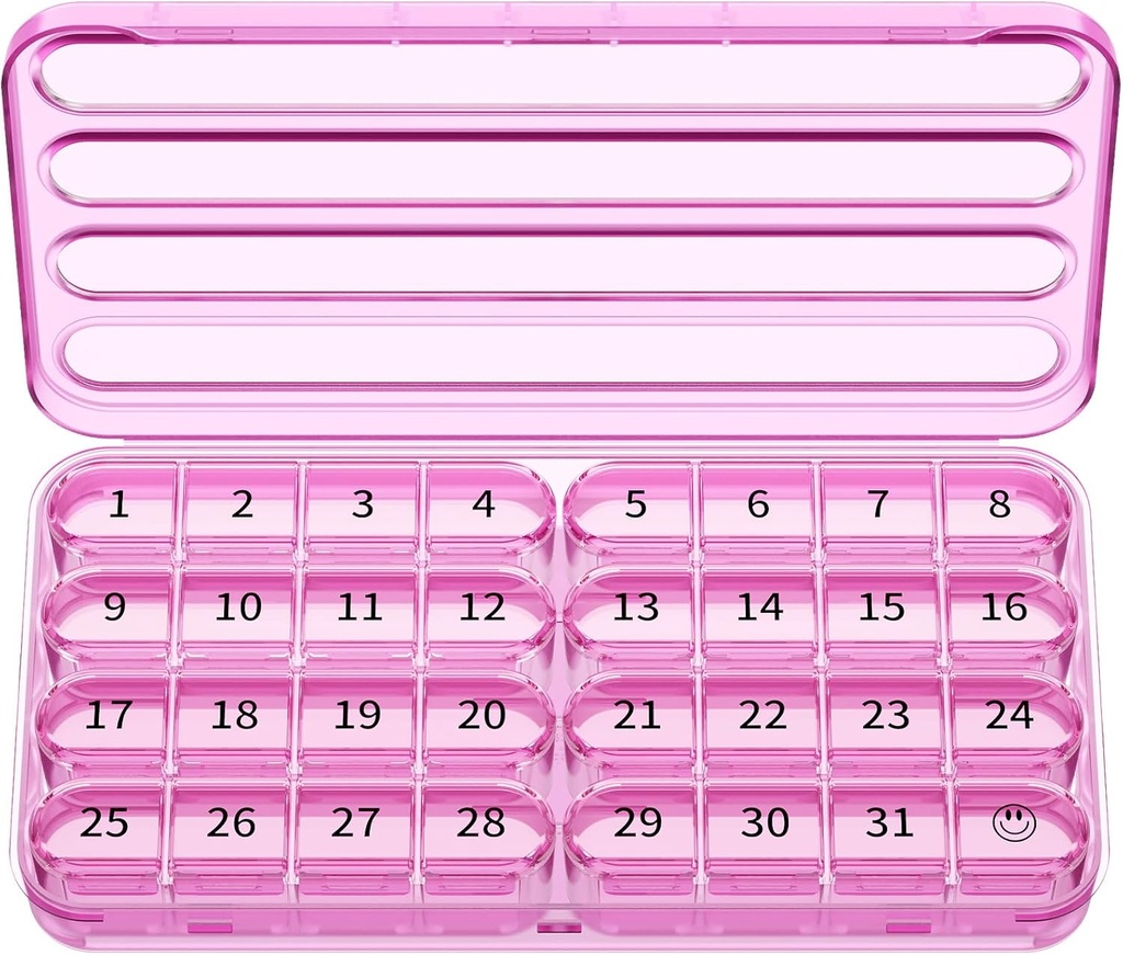 Zoksi Monthly Pill Organizer 1 Times a Day, 30 Day Pill Box Organizer,One Month Pill Case for Travel, 31 Day Daily Medcine Container for Vitamins, Supplement & Medication(Purple)