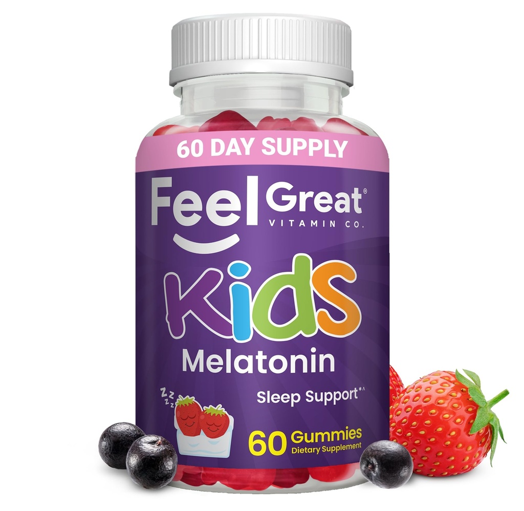 Känn stora barn Melatonin Gummy | Strawberry smaksatt Melatonin Gummies Kids | 1 MG Melatonin Sleep Aid för barn | Vegan Gummies | 60 Day Supply