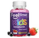 Känn stora barn Melatonin Gummy | Strawberry smaksatt Melatonin Gummies Kids | 1 MG Melatonin Sleep Aid för barn | Vegan Gummies | 60 Day Supply