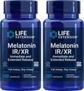 Life Extension Melatonin IR / XR, 120 kapslar (Pack of 2) - Omedelbar och utökad frisättning för 7 timmars support - natttidstillägg - Stanna sov hela natten lång - Icke-GMO, Gluten-Free